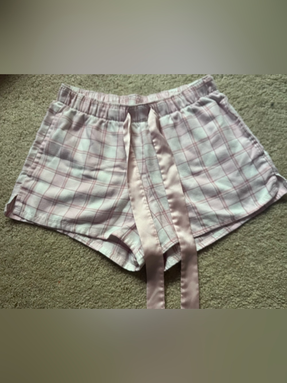 Hollister Pink and White Plaid Lounge Shorts